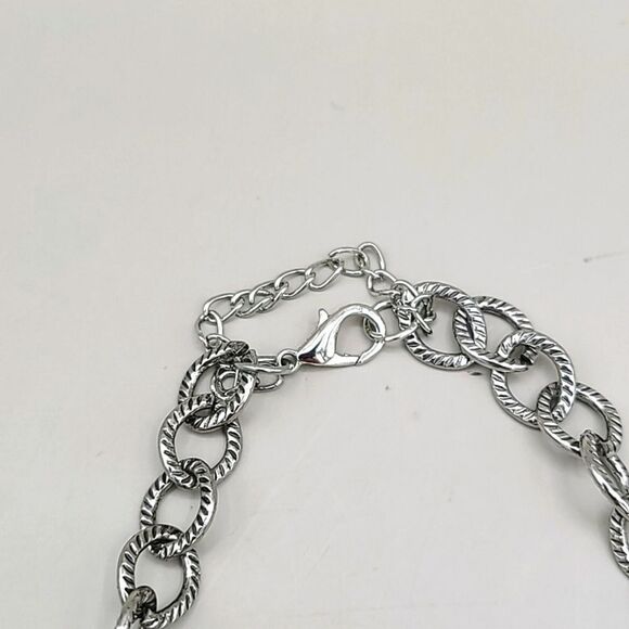 J. Crew Silver Necklace with Five Large Circular Rhinestones - Picture 4 of 5